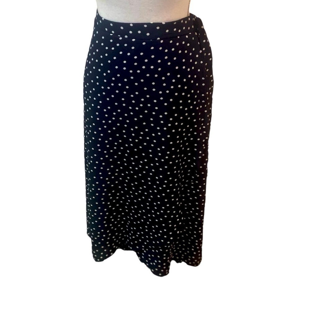 NWT Downing Studio full polka dot navy flowy skirt side tie elastic waist 3x